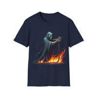 Macabre Threads Navy Fiery Reaper – Chains of Flame T-Shirt