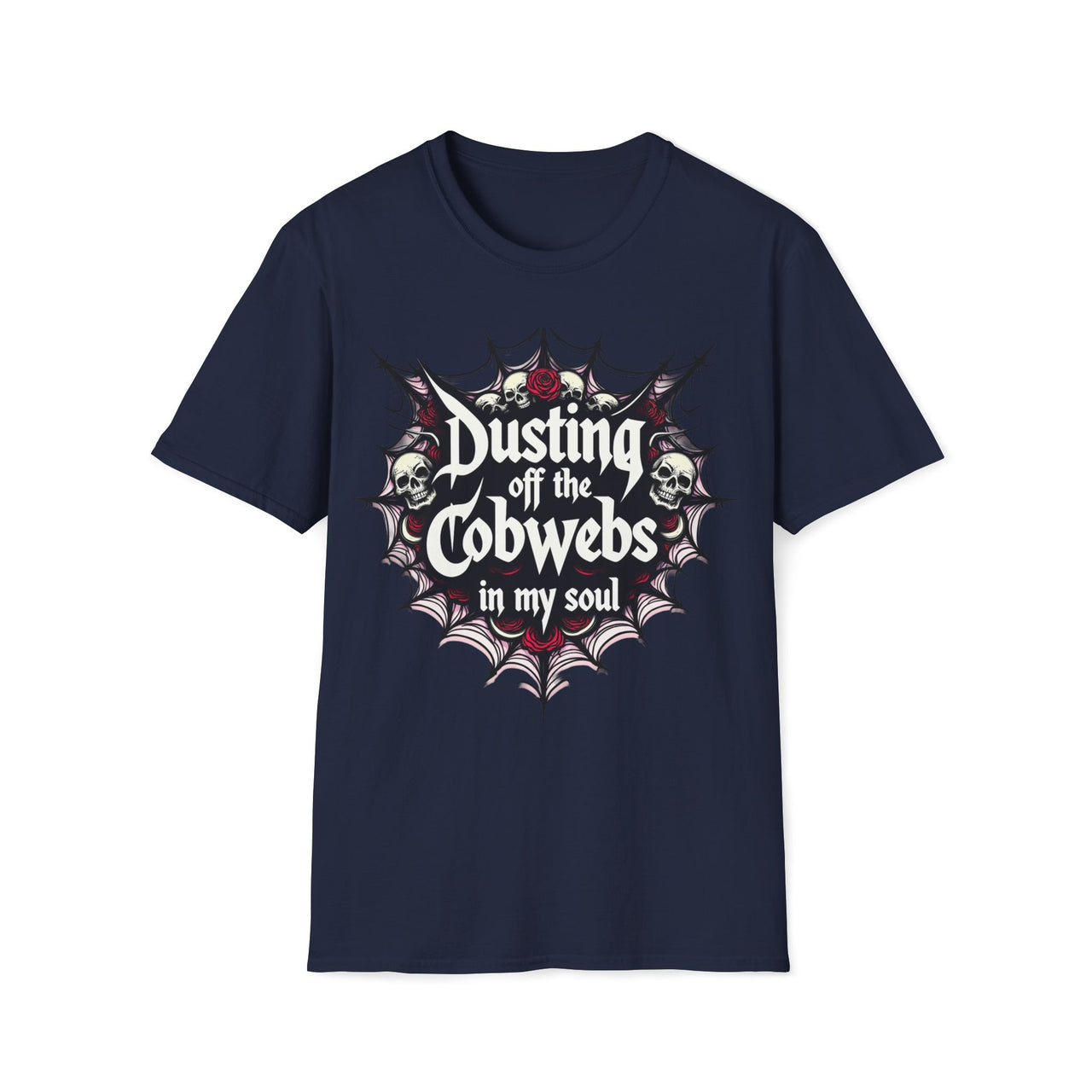 Macabre Threads Navy Gothic Revival T-Shirt – Cobweb Soul Statement Tee