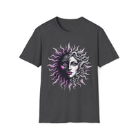 Macabre Threads Dark Heather Gothic Celestials T-Shirt – Sun and Moon Face Graphic Tee