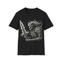 Macabre Threads Black Shadowforge Warlord T-Shirt – Gothic Warrior Sketch Design