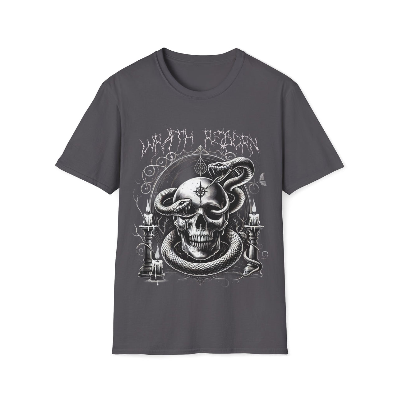 Macabre Threads Charcoal Wrath Reborn – Occult Skull Shirt