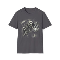 Macabre Threads Charcoal Lantern of Dread – Grim Reaper T-Shirt With Lantern