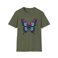 Macabre Threads Psychedelic Butterfly T-Shirt – Gothic Neon Butterfly Graphic Tee