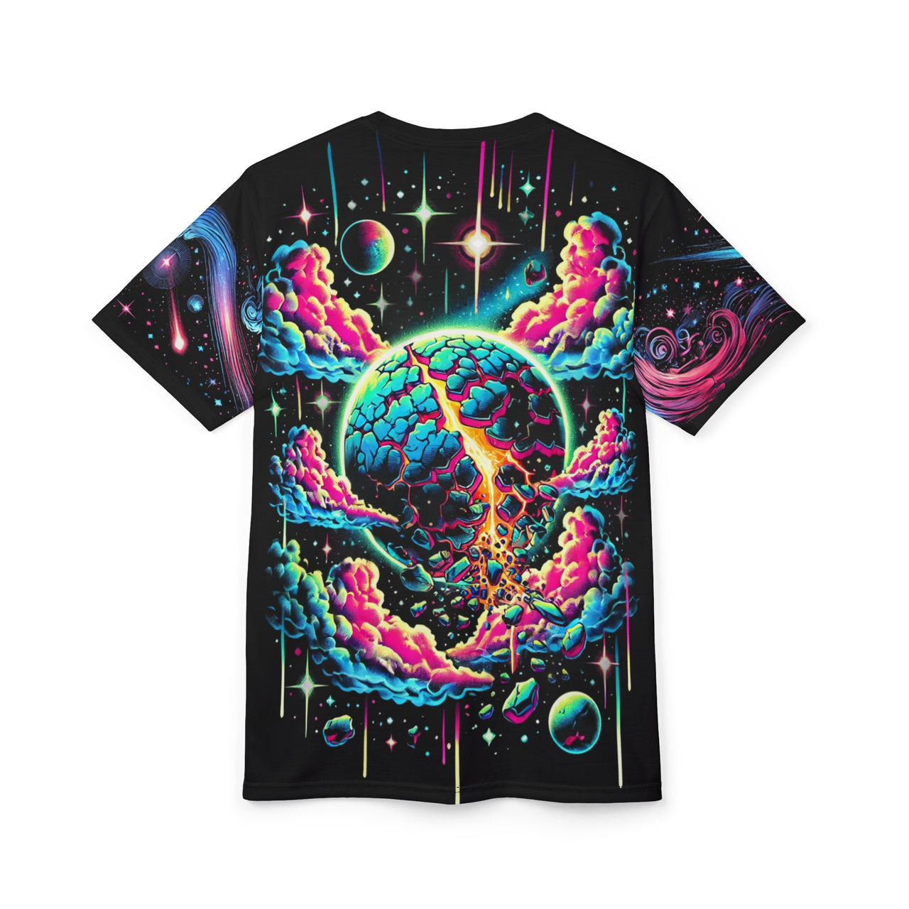 Macabre Threads Cosmic Collapse All-Over Print T-Shirt – Galactic Devastation Void Tee