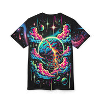 Macabre Threads Cosmic Collapse All-Over Print T-Shirt – Galactic Devastation Void Tee