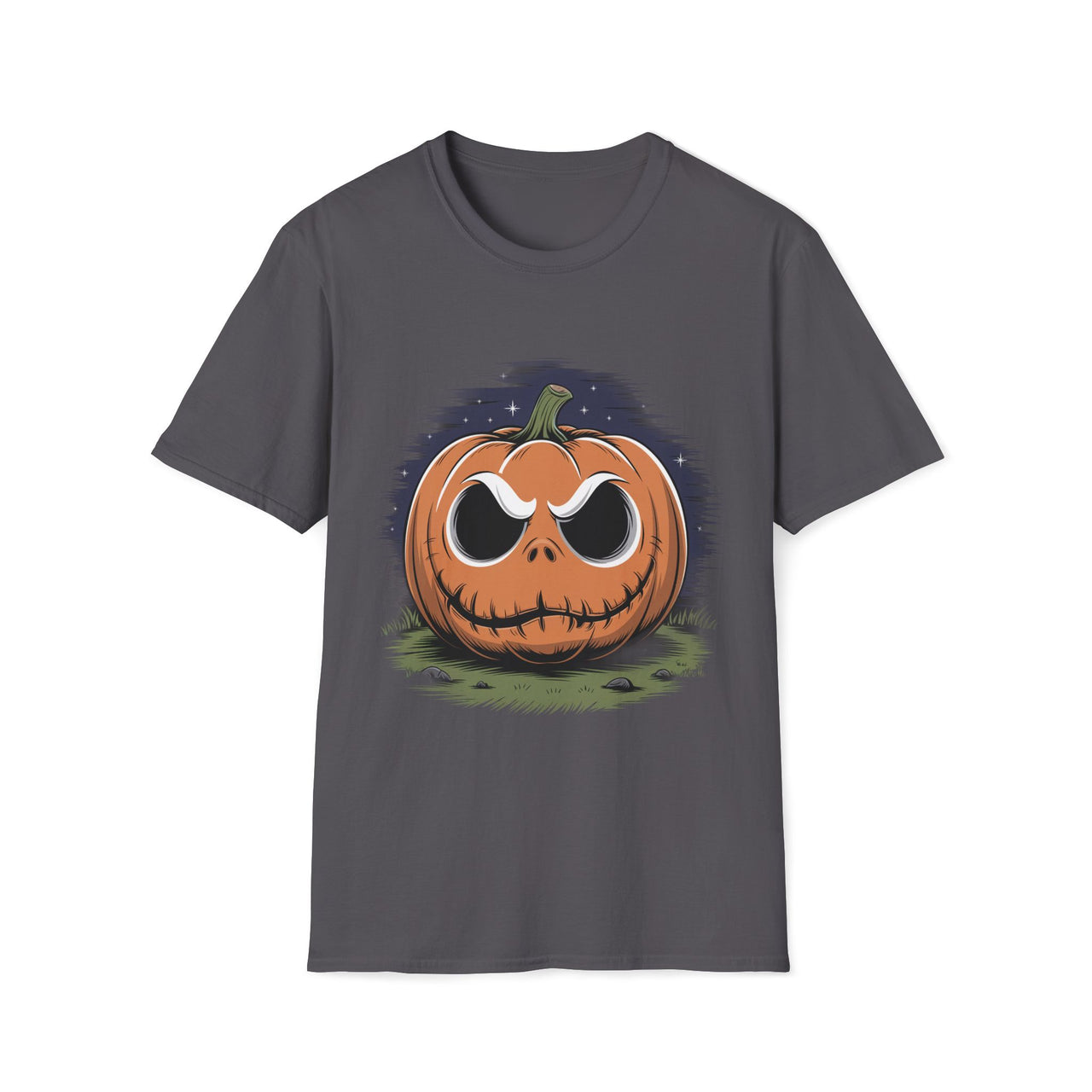 Macabre Threads Charcoal Scary Pumpkin Shirt – Creepy Jack-O’-Lantern Halloween Tee