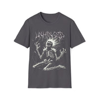 Macabre Threads Charcoal Unhinged T-Shirt – Screaming Skeleton Shock Tee