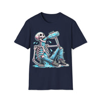 Macabre Threads Navy Bone Thirsty – Skeleton Water Chug T-Shirt