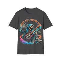 Macabre Threads Dark Heather Riff Reaper – Grim Reaper Guitar T-Shirt