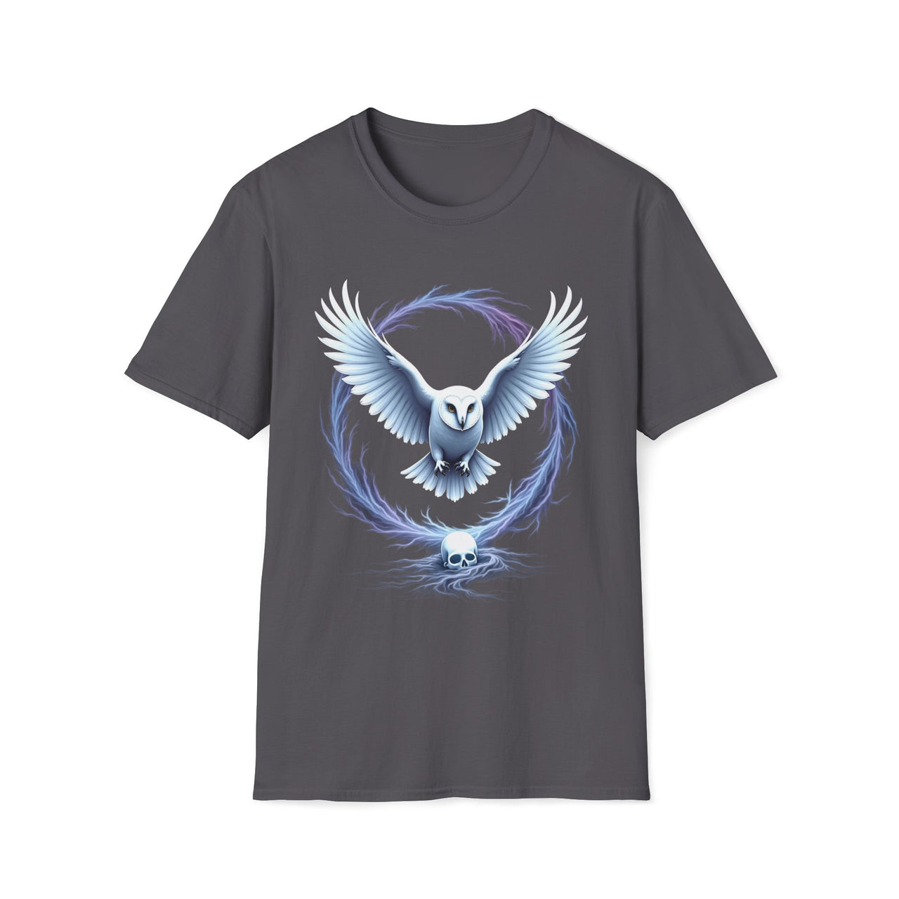 Macabre Threads Charcoal Ethereal Portal – Mystical Owl T-Shirt