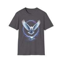 Macabre Threads Charcoal Ethereal Portal – Mystical Owl T-Shirt