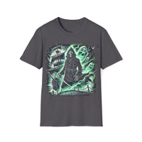 Macabre Threads Charcoal Ghostwake – Grim Reaper T-Shirt With Ghost Ship
