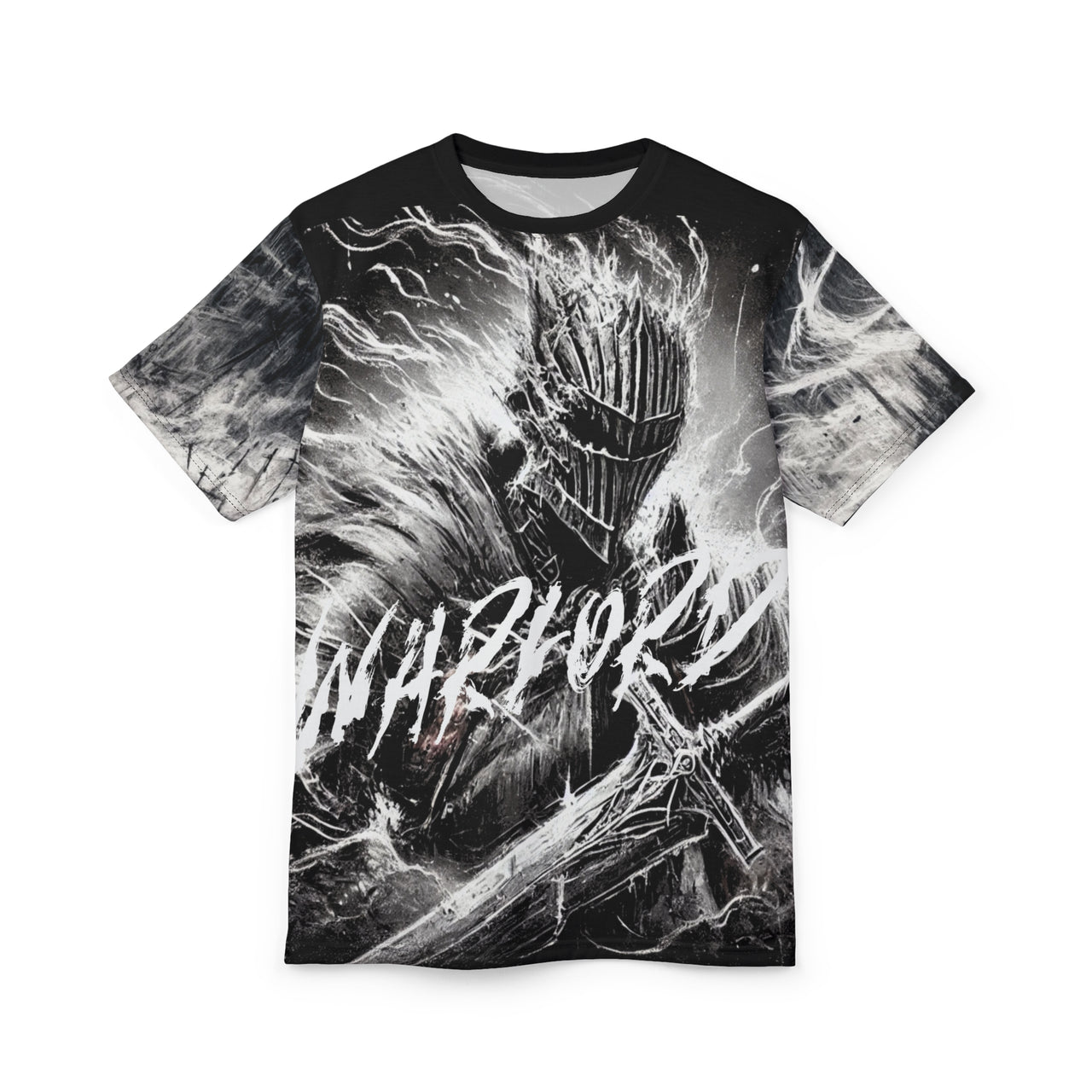 Macabre Threads Black stitching Warlord of the Fallen All-Over Print T-Shirt – Gothic Warlord Battlefield Tee
