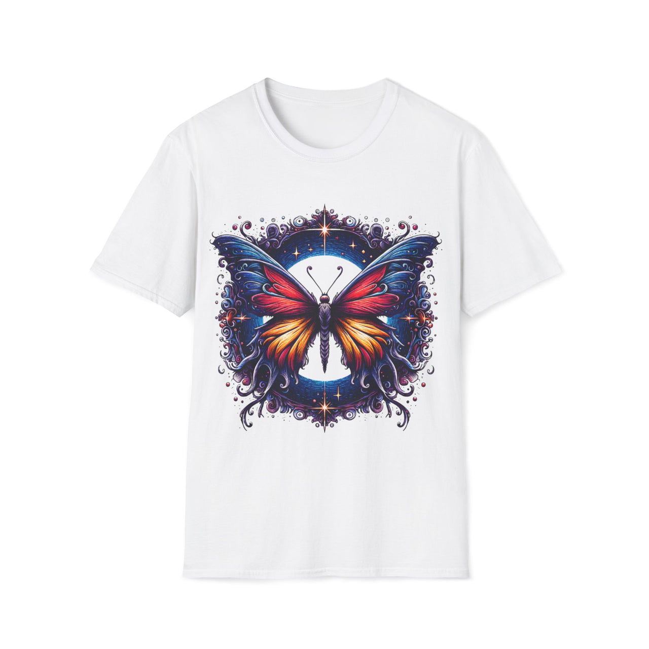 Macabre Threads White Ethereal Wings – Cosmic Butterfly T-Shirt
