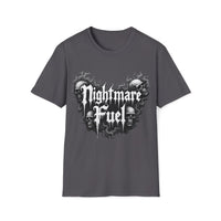 Macabre Threads Charcoal Nightmare Fuel T-Shirt – Gothic Skull Graphic Tee