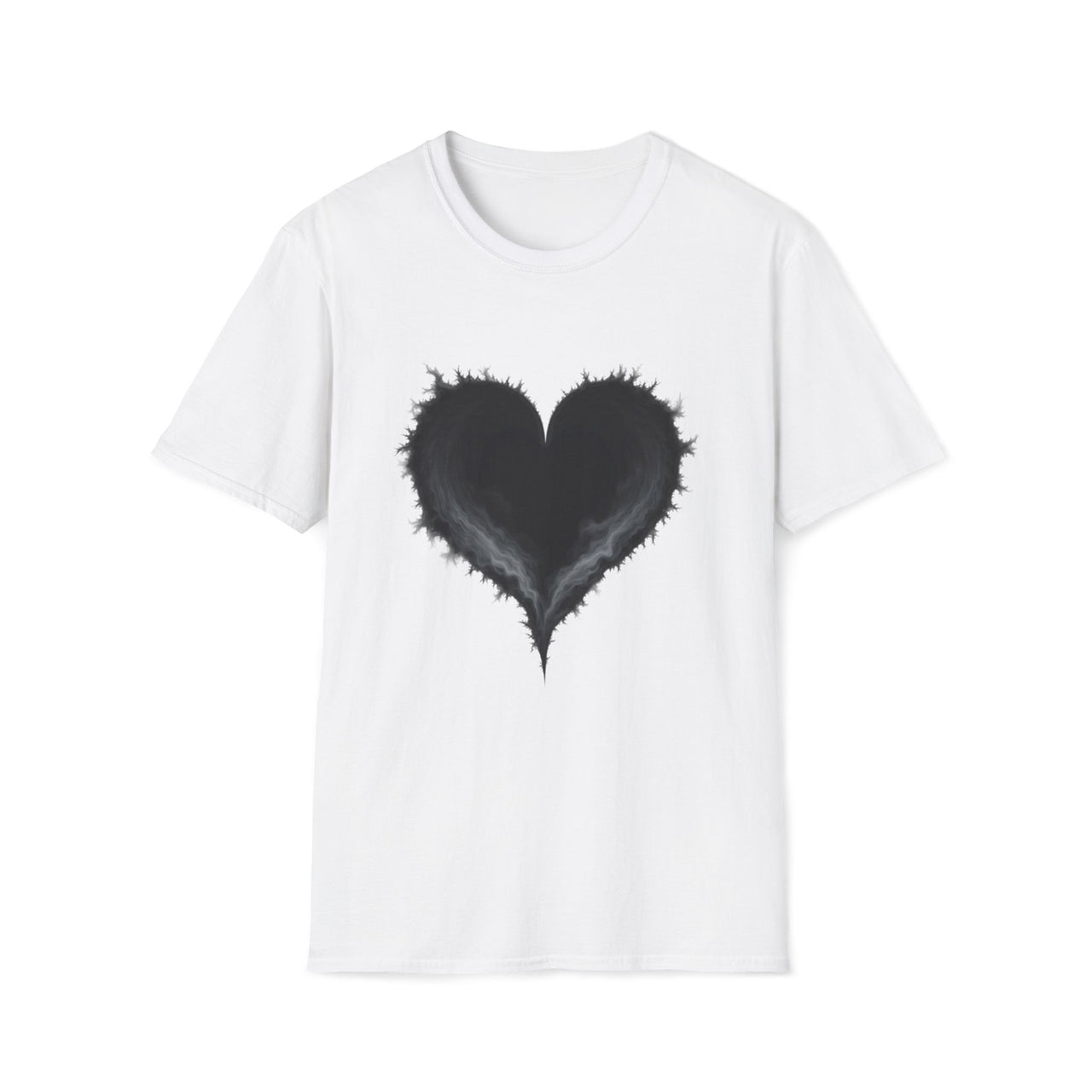 Macabre Threads White Vortex Heart T-Shirt – Dark Gothic Smoke Heart Tee