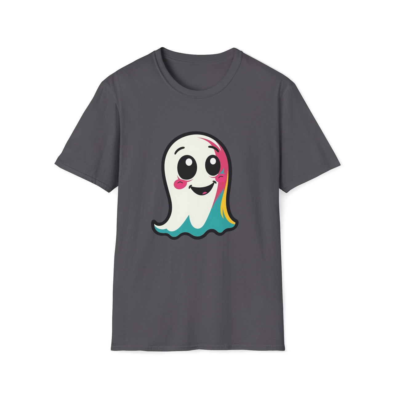 Macabre Threads Charcoal Pop Ghost T-Shirt – Cute Colorful Ghost Tee