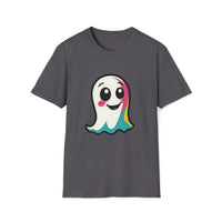 Macabre Threads Charcoal Pop Ghost T-Shirt – Cute Colorful Ghost Tee