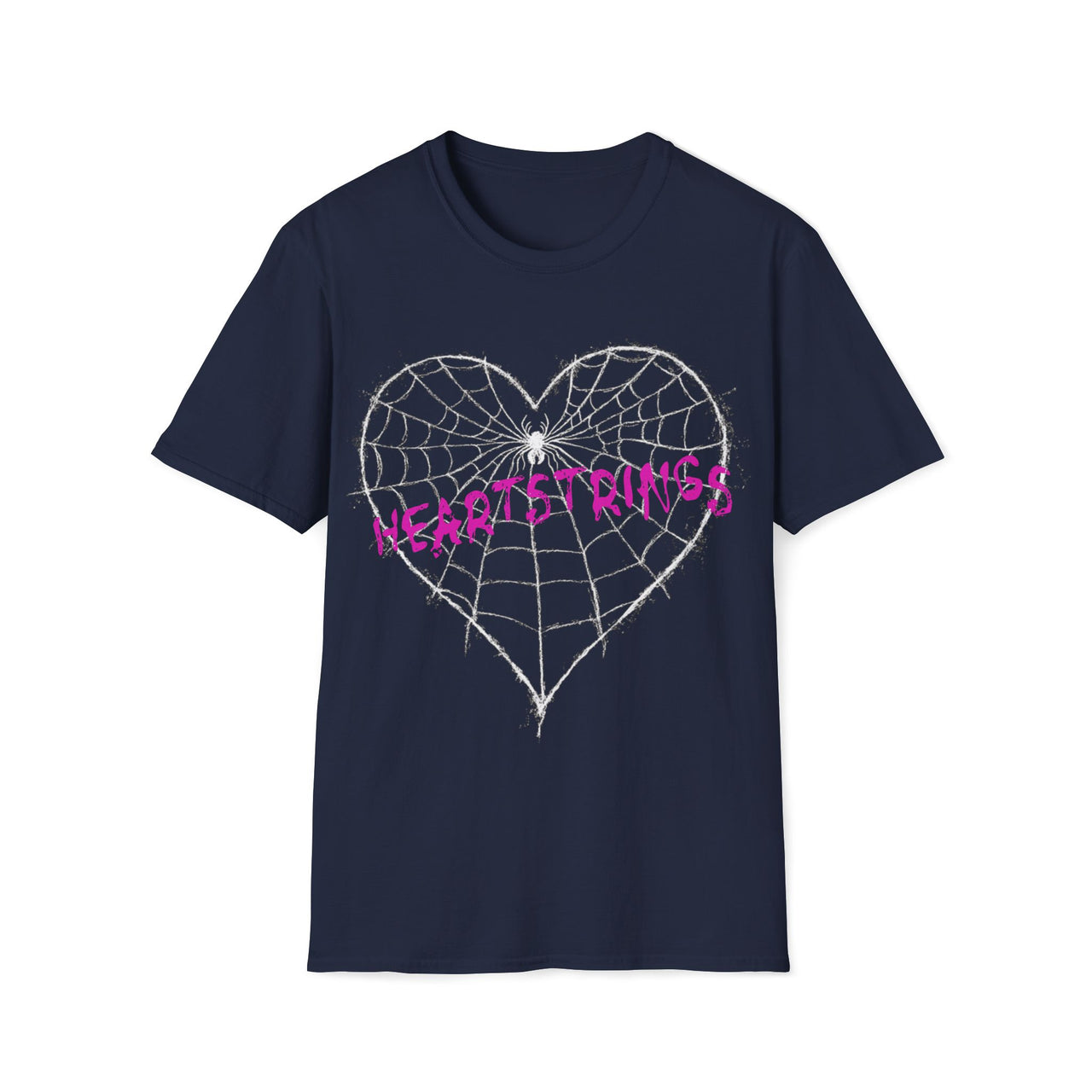 Macabre Threads Navy Heartstrings T-Shirt – Gothic Spiderweb Heart Tee