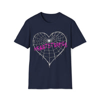 Macabre Threads Navy Heartstrings T-Shirt – Gothic Spiderweb Heart Tee