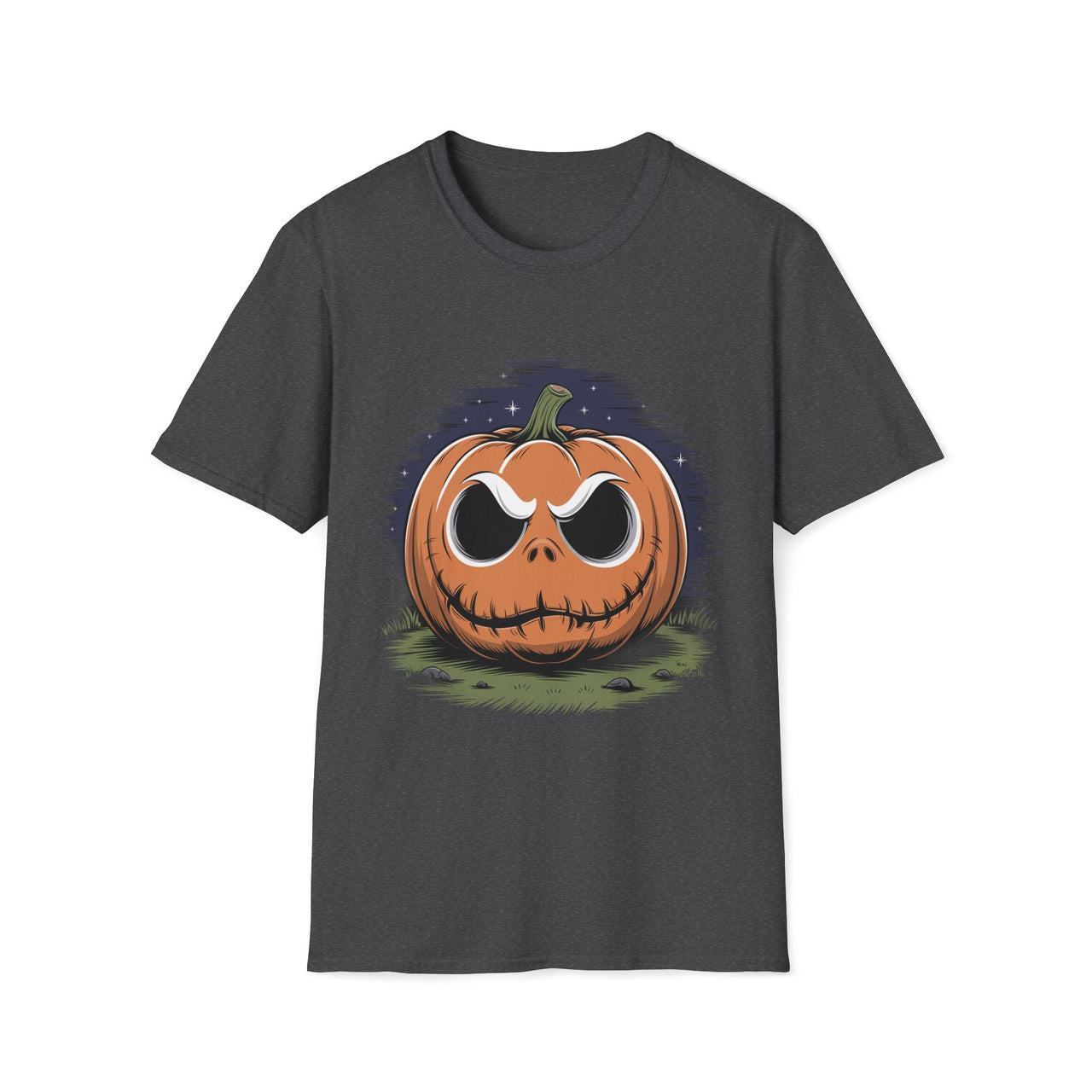 Macabre Threads Dark Heather Scary Pumpkin Shirt – Creepy Jack-O’-Lantern Halloween Tee