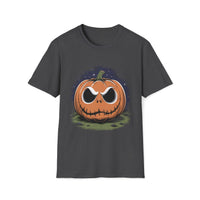 Macabre Threads Dark Heather Scary Pumpkin Shirt – Creepy Jack-O’-Lantern Halloween Tee