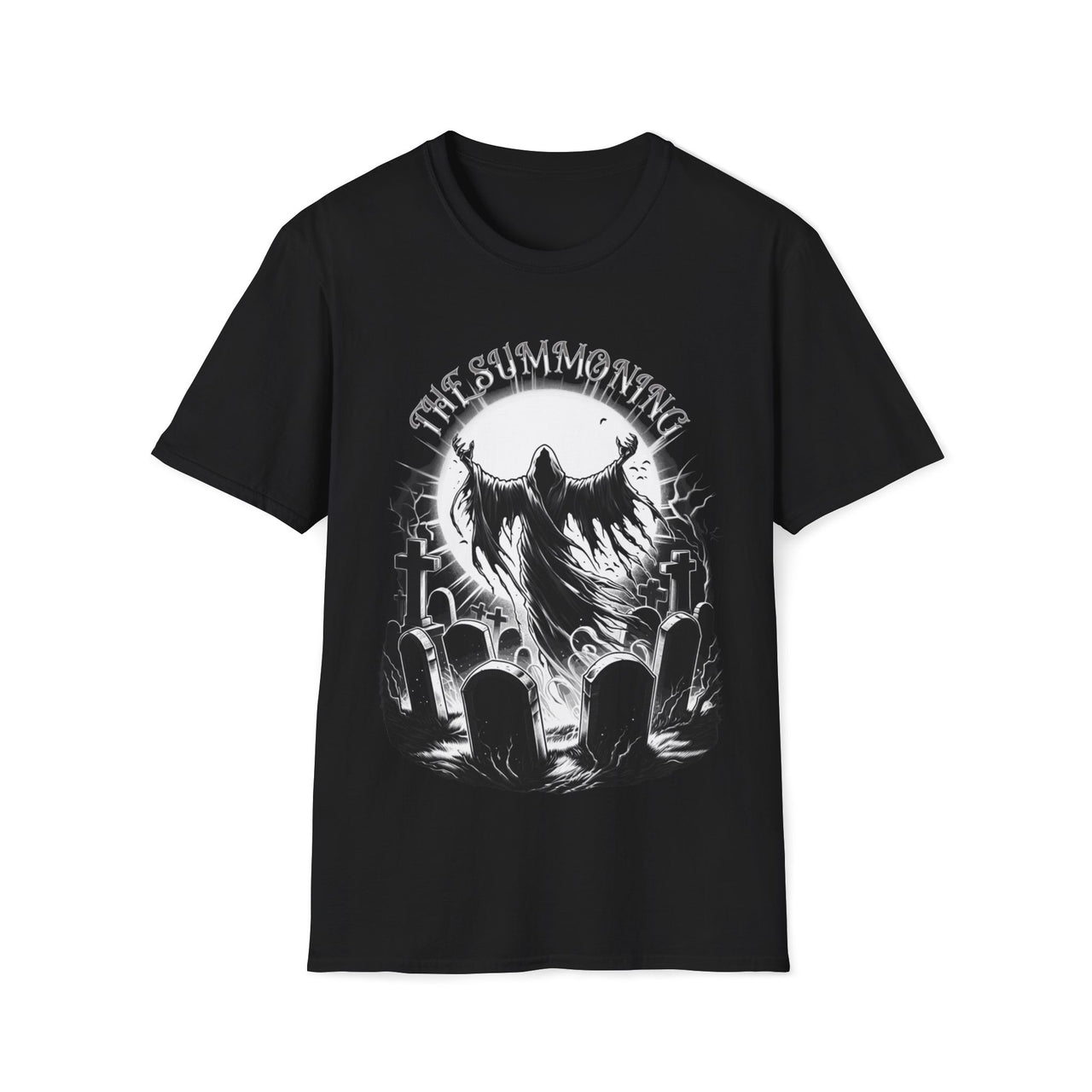Macabre Threads Black The Summoning – Grim Reaper Graveyard T-Shirt