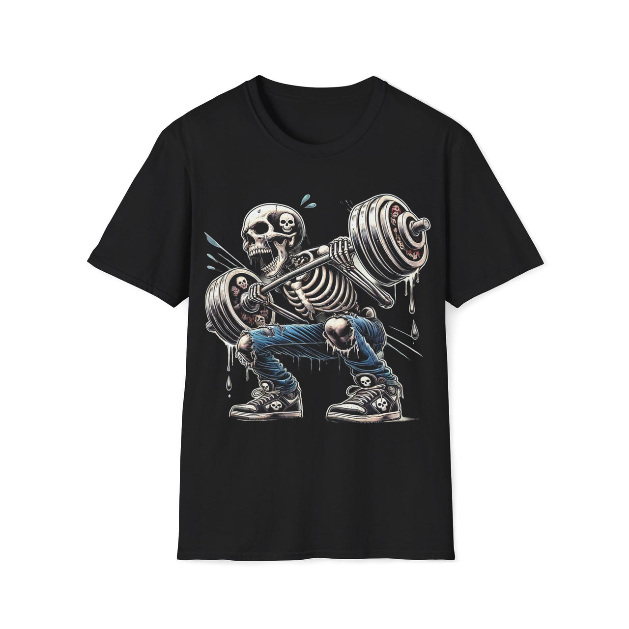 Macabre Threads Black Dead Weight - Skeleton Lifting Shirt for Gym Rats & Goth Lifters