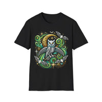 Macabre Threads Black Nocturnal Sovereign – Gothic Moon Owl T-Shirt
