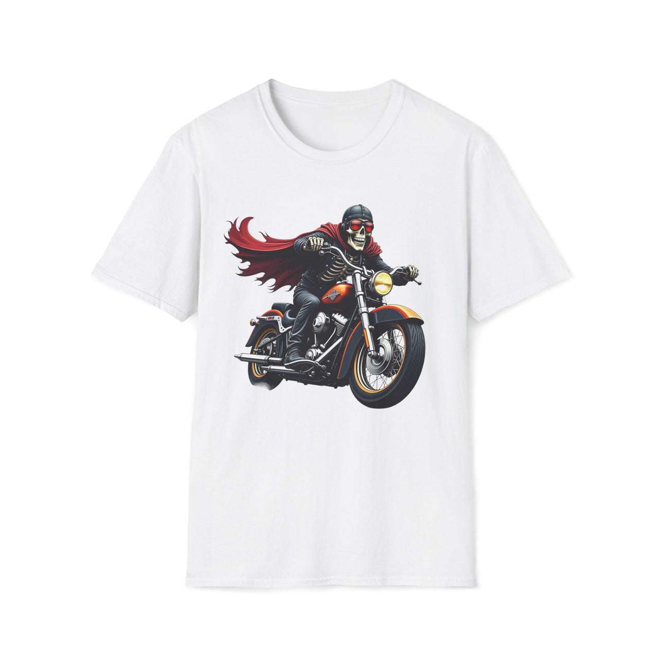 Macabre Threads White Gothic Rider T-Shirt – Skeleton Motorcycle Graphic Tee
