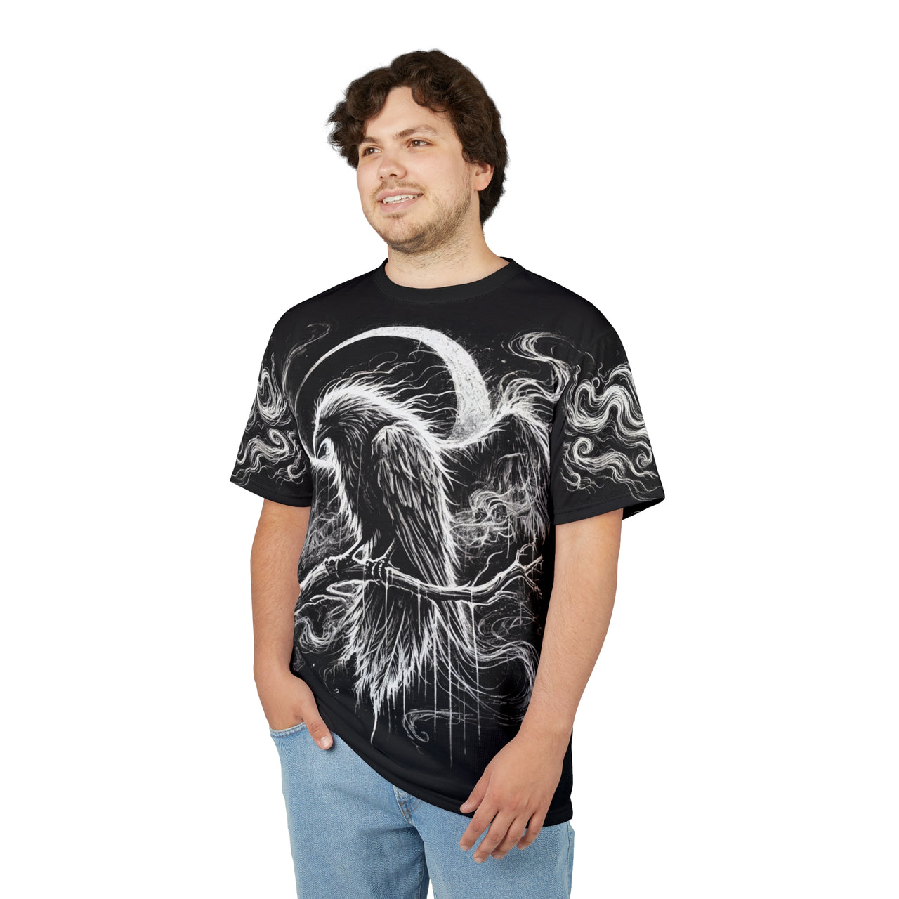 Macabre Threads Moonveil All-Over Print T-Shirt – Lunar Eclipse Veil Tee