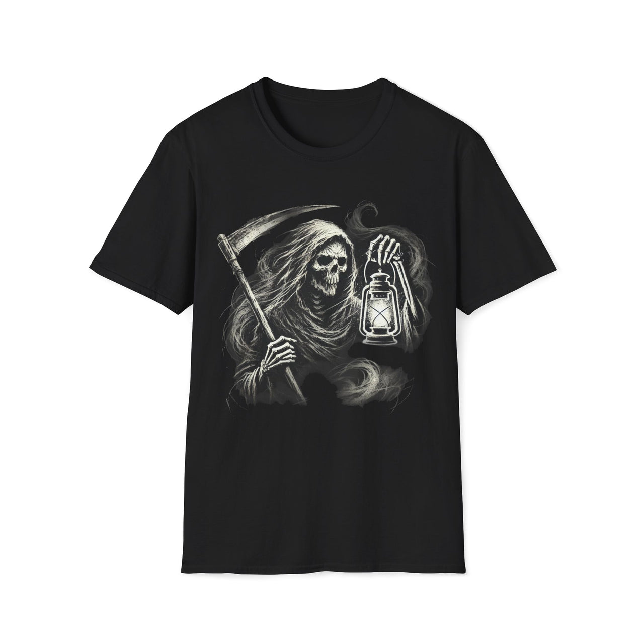 Macabre Threads Black Lantern of Dread – Grim Reaper T-Shirt With Lantern