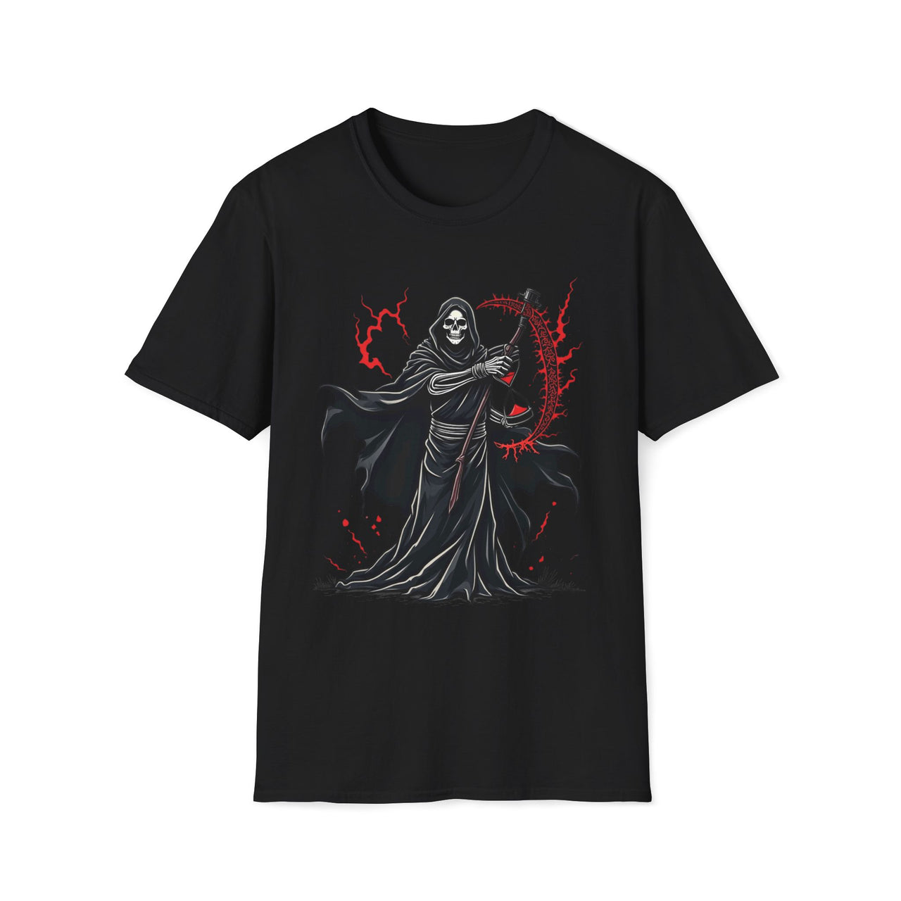 Macabre Threads Black Reaper Essence – Crimson Scythe T-Shirt