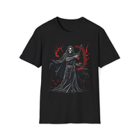 Macabre Threads Black Reaper Essence – Crimson Scythe T-Shirt