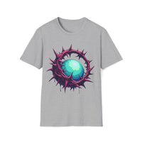 Macabre Threads Sport Grey Luminous Maze T-Shirt – Gothic Orb and Thorns Graphic Tee