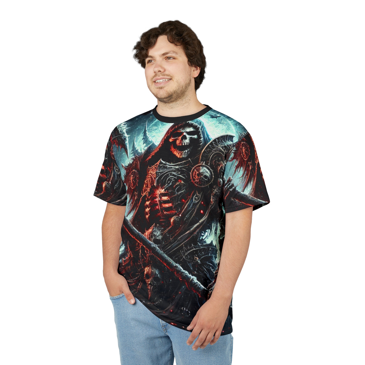 Macabre Threads Hellforged Revenant All-Over Print T-Shirt – Infernal Reaper Forged Tee