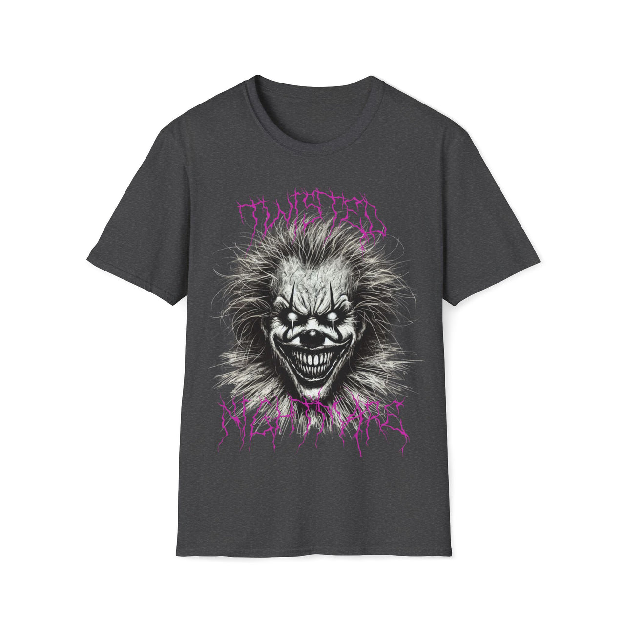 Macabre Threads Dark Heather Twisted Nightmare T-Shirt – Killer Clown Graphic Tee