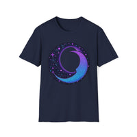 Macabre Threads Navy Lunar Whimsy – Cosmic Moon Swirl T-Shirt