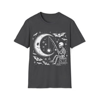 Macabre Threads Dark Heather Starlight Catch T-Shirt – Whimsical Gothic Skeleton Design