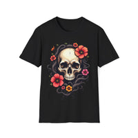 Macabre Threads Black Vivid Skull – Skull with Flowers Shirt