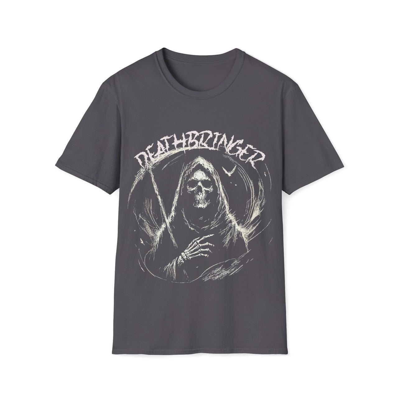 Macabre Threads Charcoal Deathbringer – Classic Grim Reaper T-Shirt