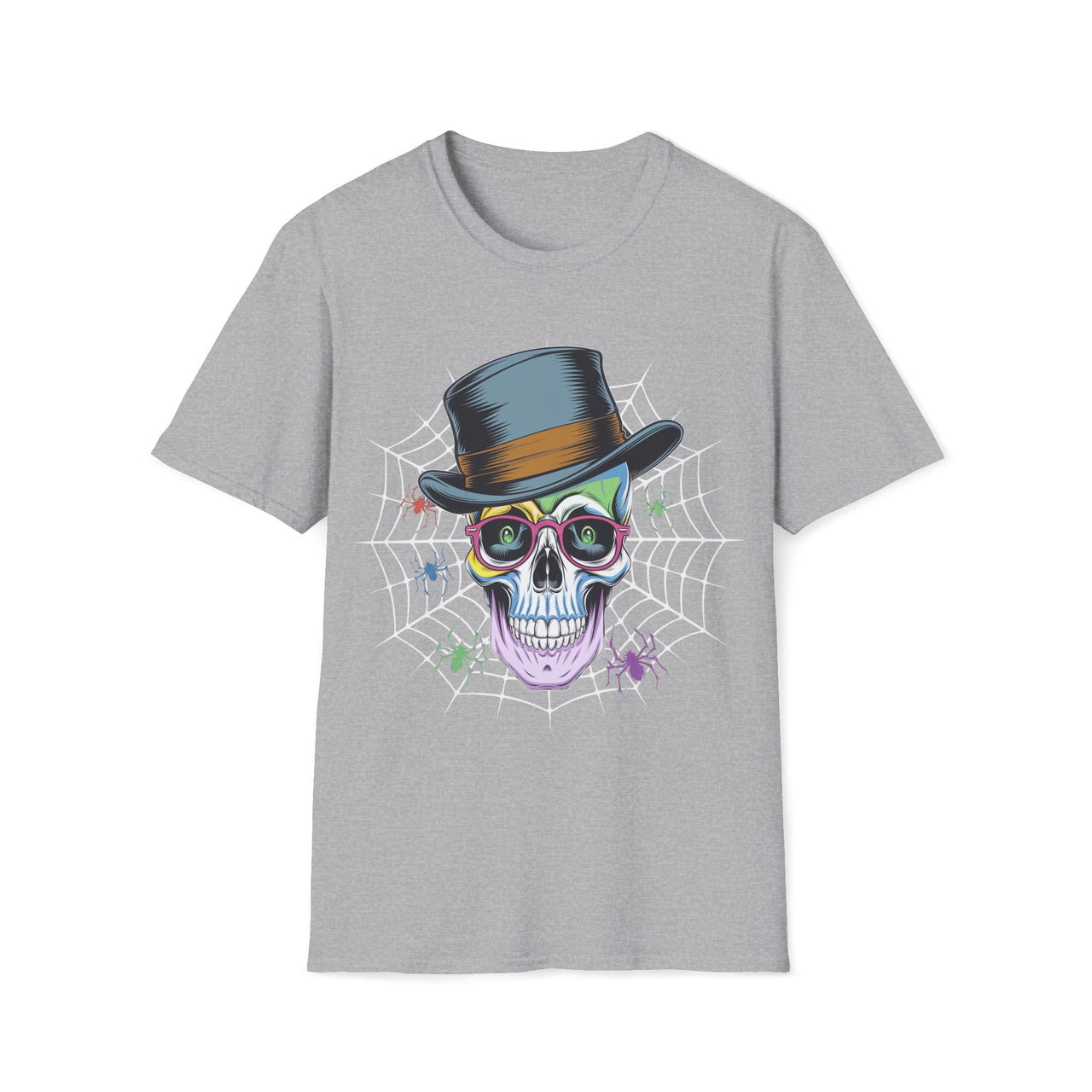 Macabre Threads Sport Grey Intellectual Macabre Skull with Top Hat T Shirt – Gothic Gentleman Tee
