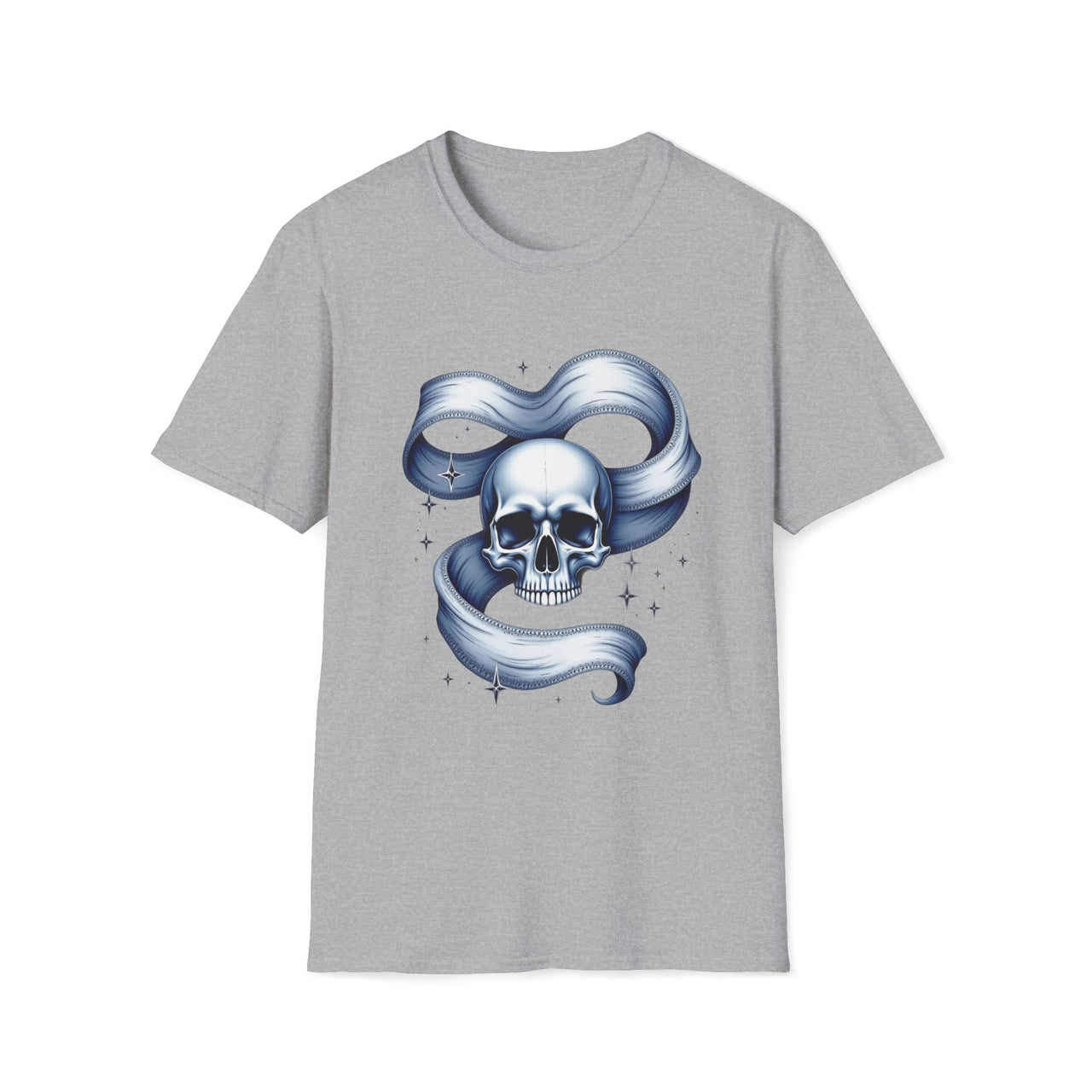 Macabre Threads Sport Grey Stellar Skull Galaxy Skull T Shirt – Cosmic Gothic Tee