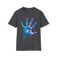 Macabre Threads Dark Heather Liquid Impression T-Shirt – Dripping Robotic Handprint Tee