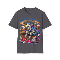 Macabre Threads Charcoal Dead Drunk – Skeleton Drinking T-Shirt