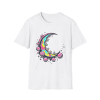 Macabre Threads White Psychedelic Moon T-Shirt – Trippy Lunar Graphic Tee