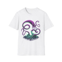 Macabre Threads White Eldritch Surge T-Shirt – Deep Sea Monster Gothic Design