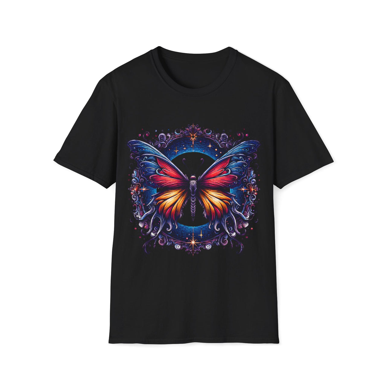 Macabre Threads Black Ethereal Wings – Cosmic Butterfly T-Shirt