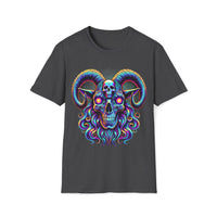 Macabre Threads Dark Heather Psychedelic Baphomet T-Shirt – Trippy Gothic Goat Skull Tee