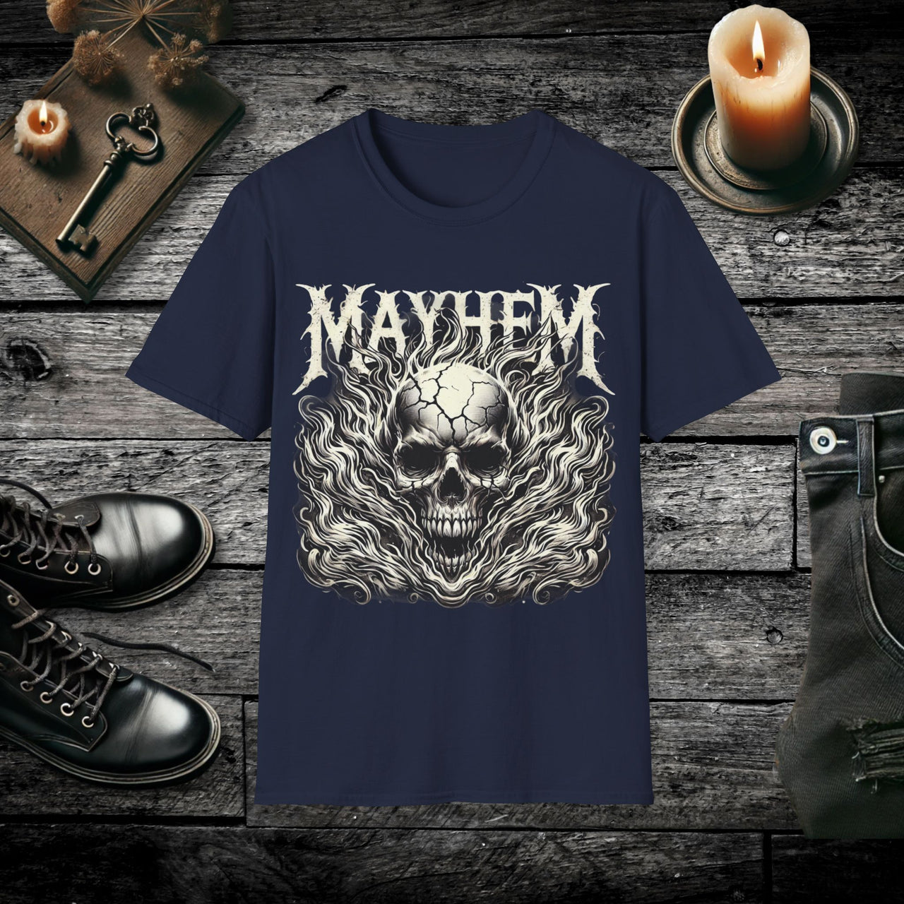 Mayhem – Flaming Skull T-Shirt
